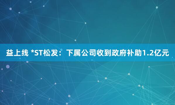 益上线 *ST松发：下属公司收到政府补助1.2亿元